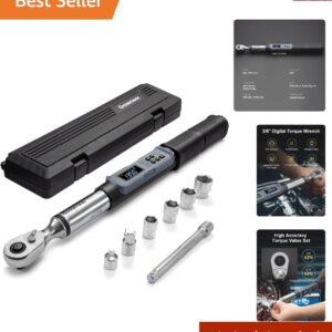 Digital Torque Wrench 6.8-135 Nm 3/8 Inch Drive LED Buzzer Auto Repair Tools