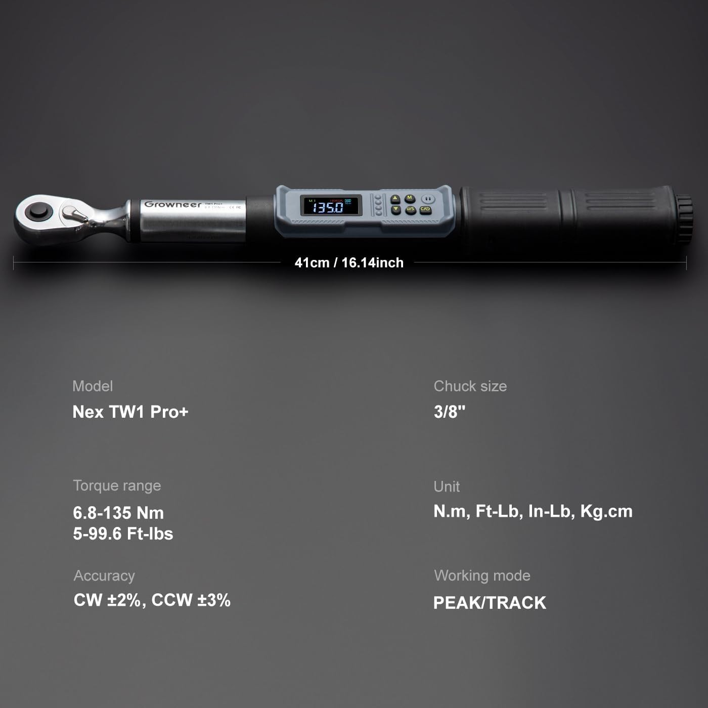 Digital Torque Wrench 6.8-135 Nm 3/8 Inch Drive LED Buzzer Auto Repair Tools - Image 4