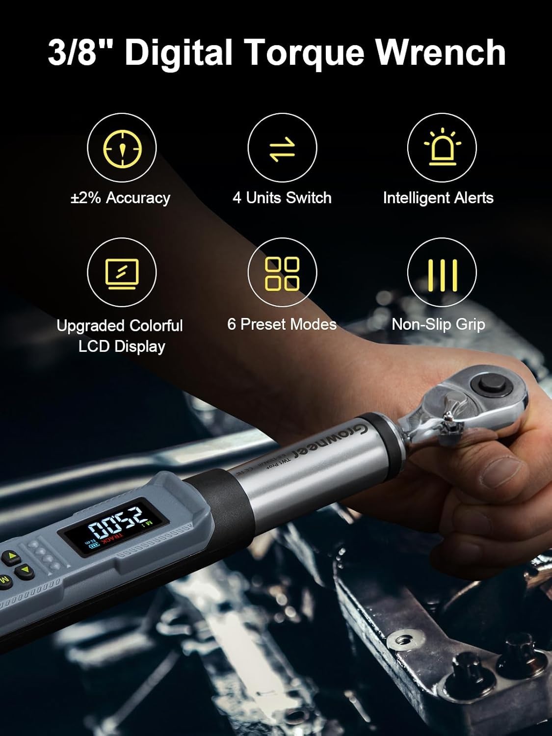 Digital Torque Wrench 6.8-135 Nm 3/8 Inch Drive LED Buzzer Auto Repair Tools - Image 5