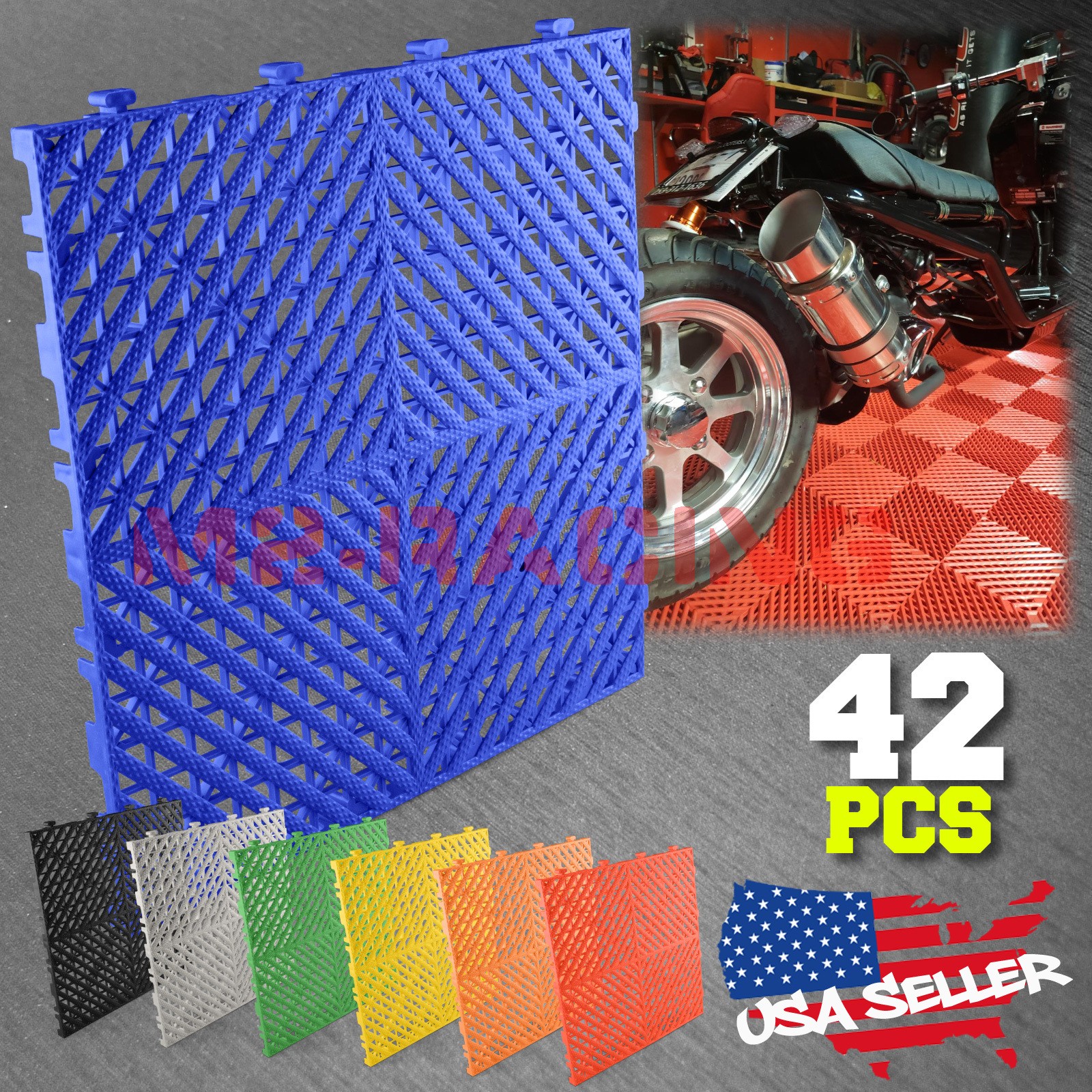 Garage Floor Mat Tile Interlocking Perforated Flooring Rubber Basement Auto Shop