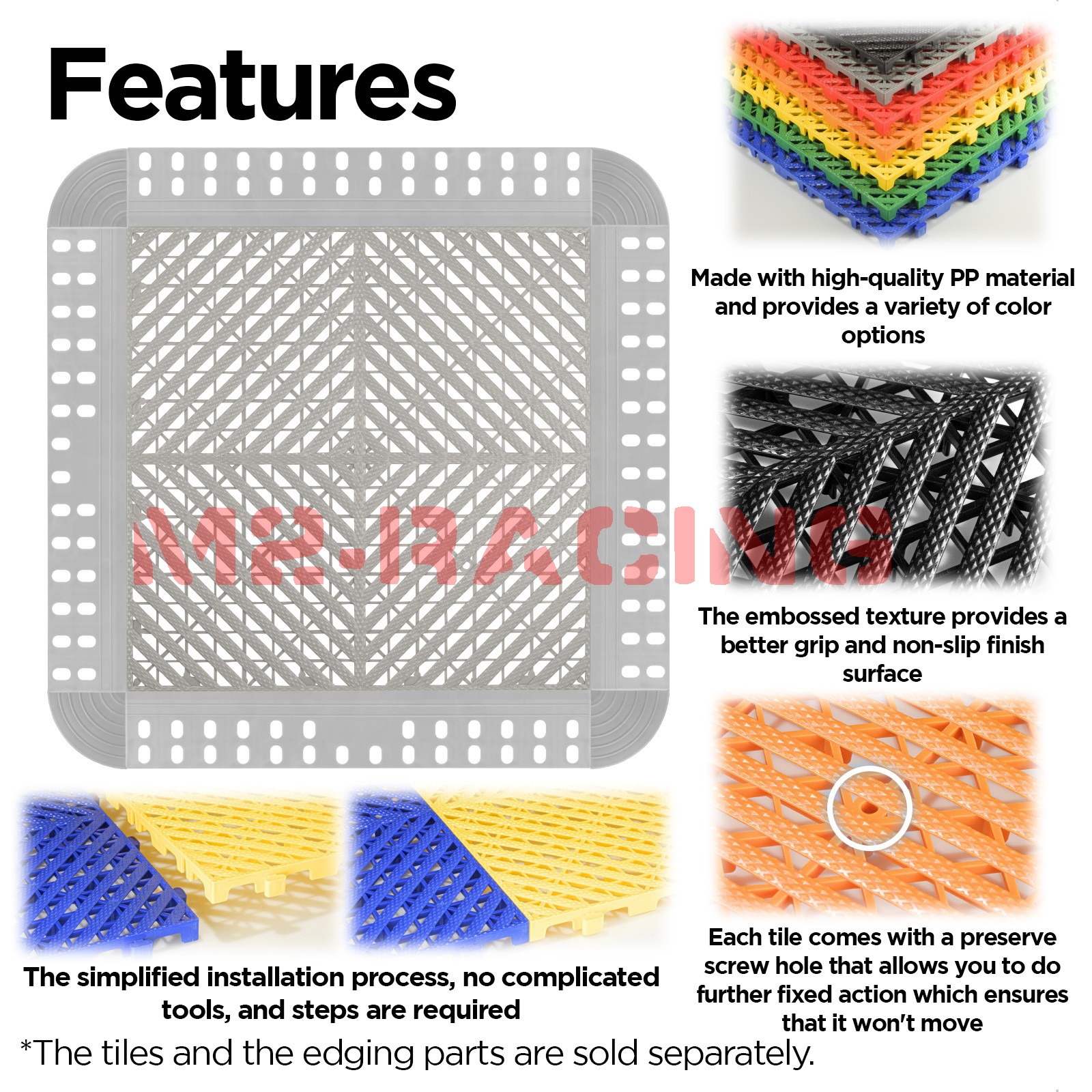 Garage Floor Mat Tile Interlocking Perforated Flooring Rubber Basement Auto Shop - Image 4