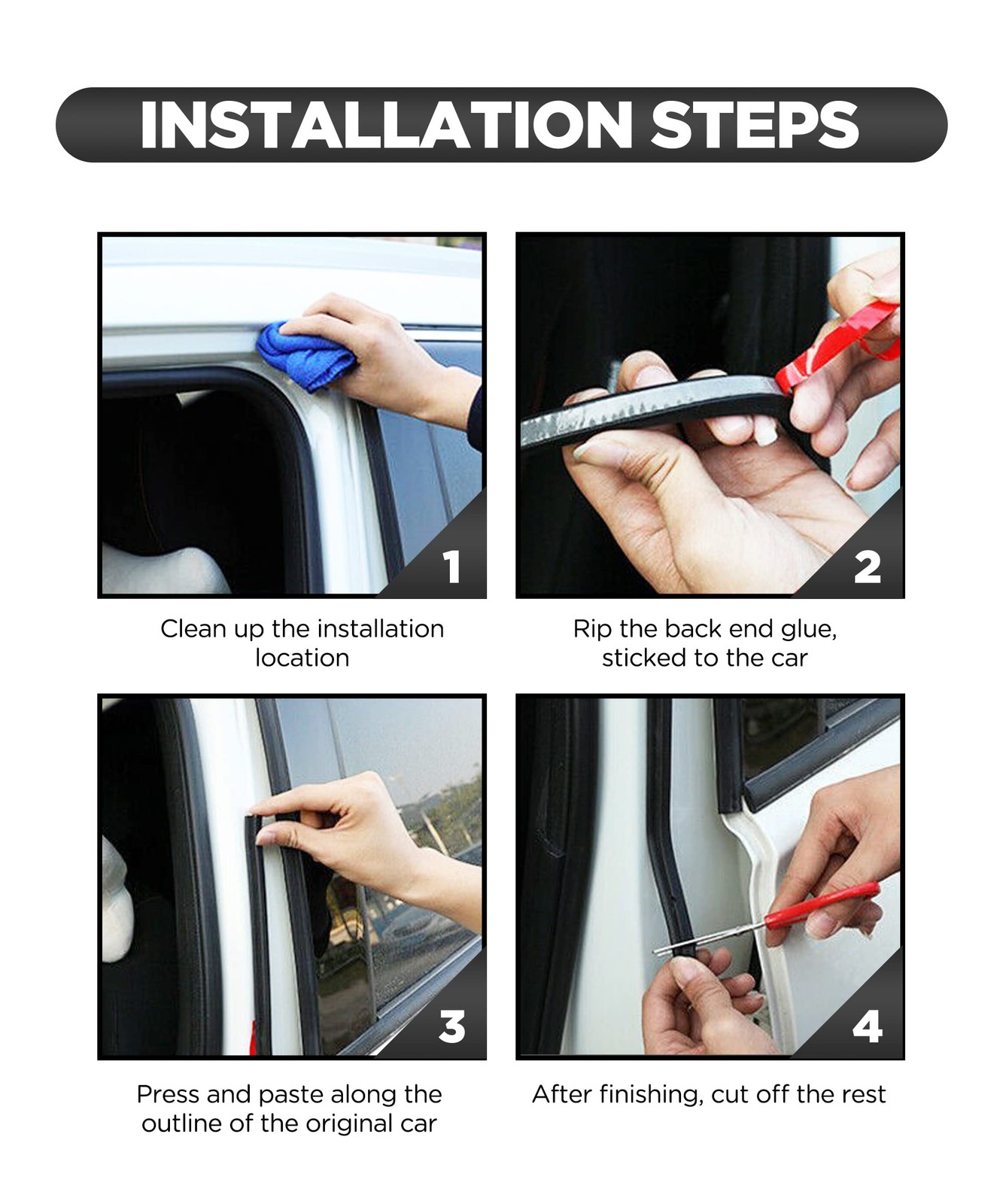 Z-Shape Automotive Weather Seal, 13Ft Car Windshield & Door Seal, Self-Adhesive - Image 2