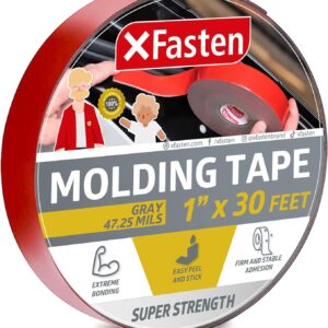 XFasten Super Strength Automotive Molding Tape, Gray, 1-Inch x 30-Foot, Doubl...