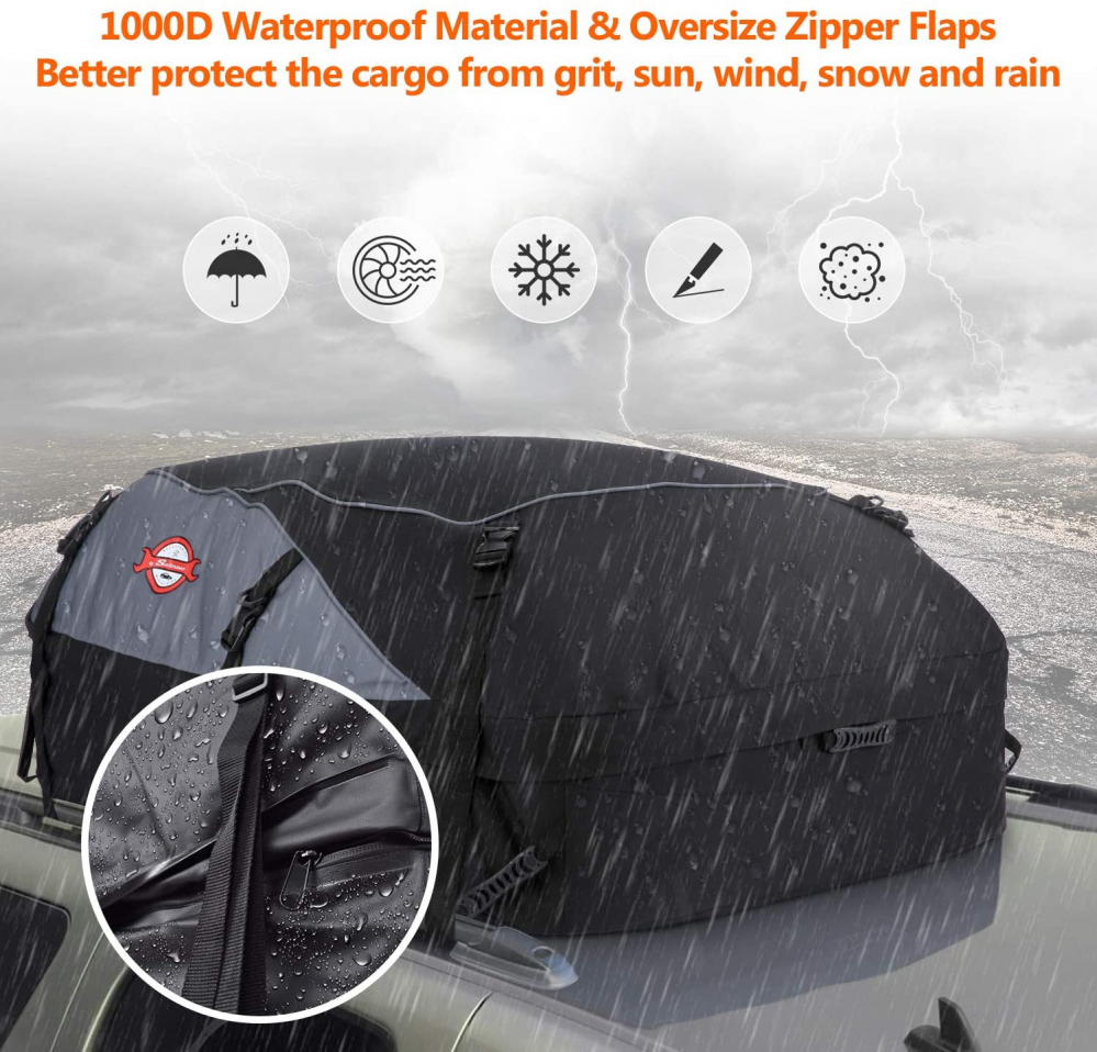 Car Roof Bag Cargo Carrier 20 Cubic Feet Waterproof Rooftop Cargo Carrier Bag US - Image 2