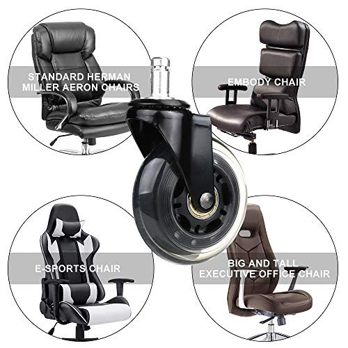 Office Chair Caster Wheels,Set of 5 Heavy Duty 2.5 Inch 2.5"Plug-in_FBA Black - Image 4