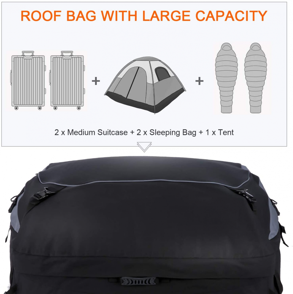 Car Roof Bag Cargo Carrier 20 Cubic Feet Waterproof Rooftop Cargo Carrier Bag US - Image 3