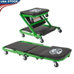 2in1 Creeper Seat Mechanic Tool Folding Automotive Caster Heavy Duty 300lbs New