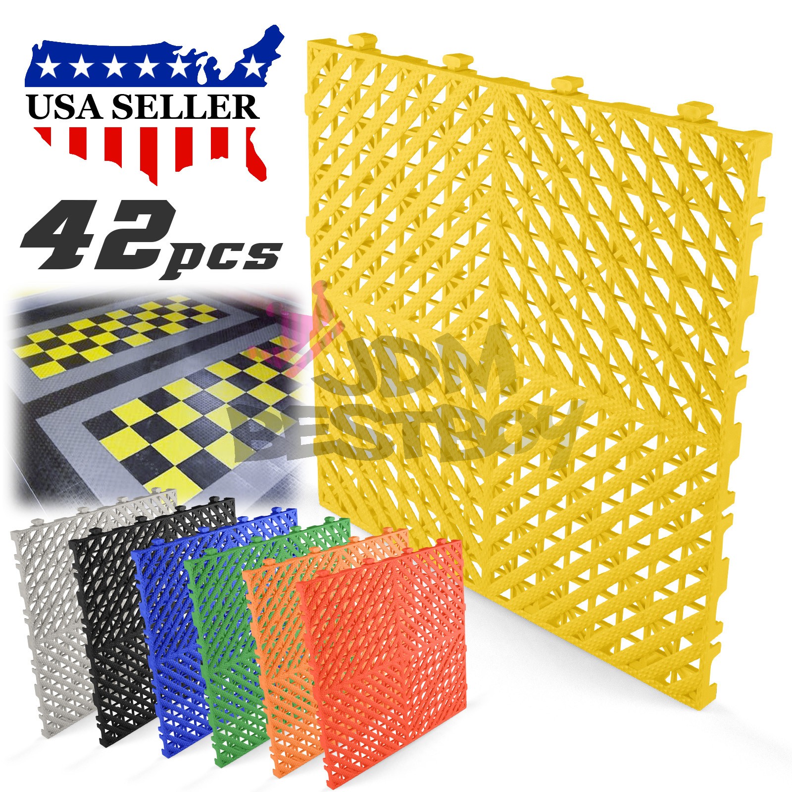 Garage Floor Mat Tile Interlocking Perforated Flooring Rubber Basement Auto Shop
