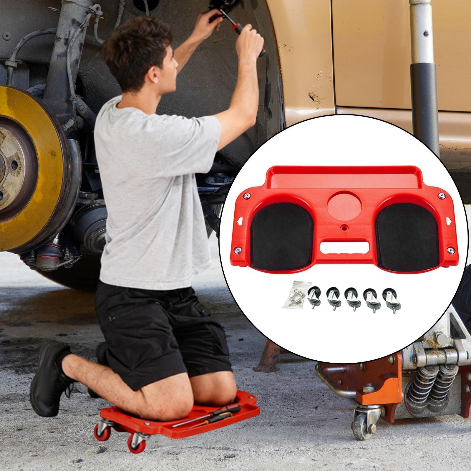 Rolling Knee Creeper Pad with Swivel Castors for Automotive Repair Home - Image 2
