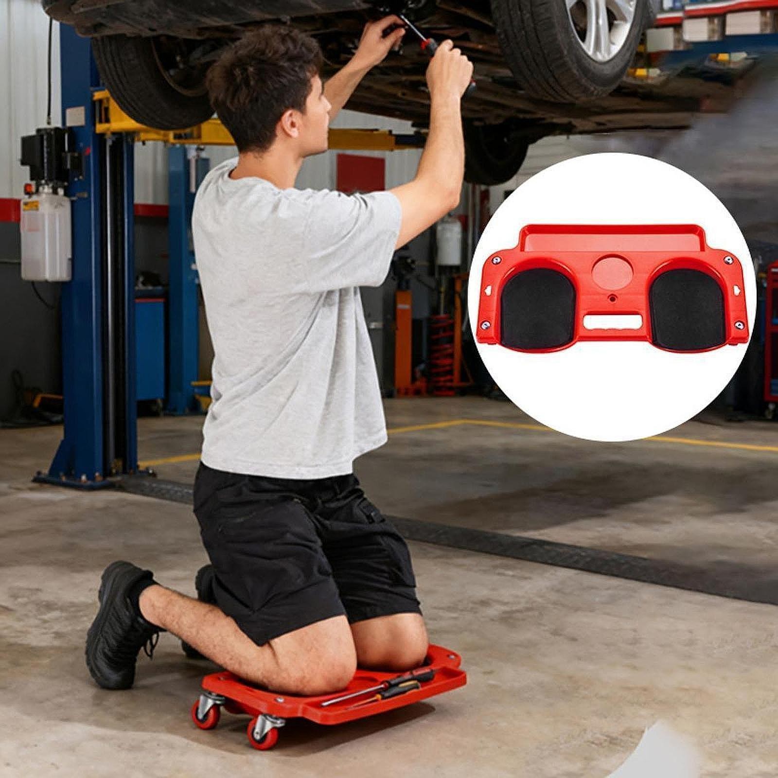 Rolling Knee Creeper Pad with Swivel Castors for Automotive Repair Home - Image 3