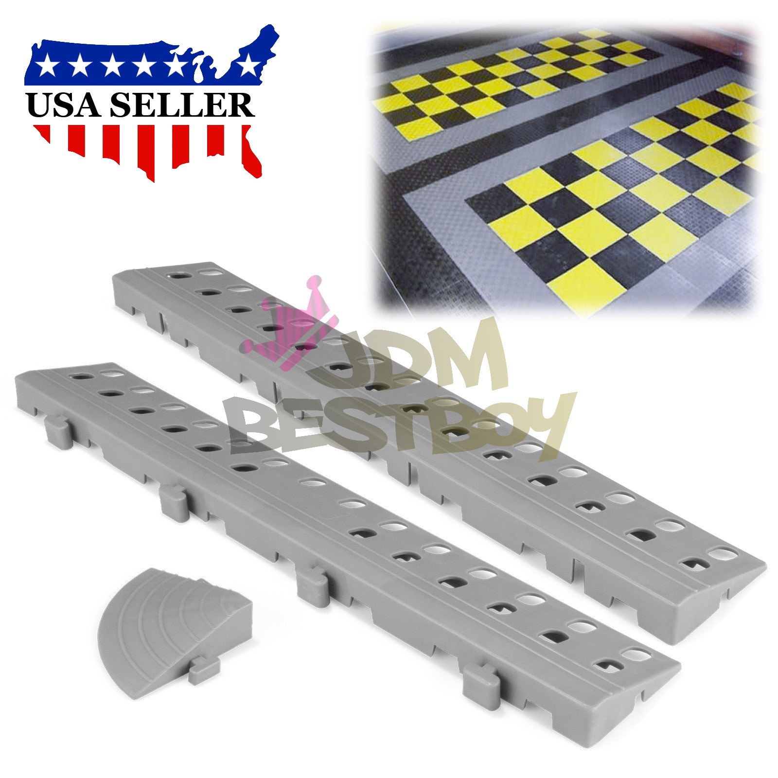 Garage Floor Mat Tile Interlocking Perforated Flooring Rubber Basement Auto Shop - Image 2