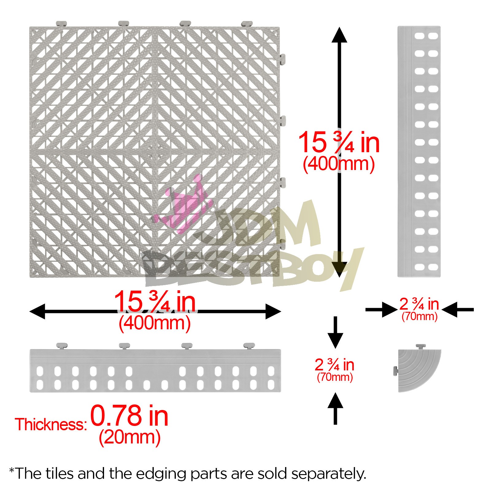Garage Floor Mat Tile Interlocking Perforated Flooring Rubber Basement Auto Shop - Image 3