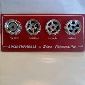 Vintage 1960 SPORTSWHEELS Display - Typhoon, Hurricane, Tornado, Cyclone Wheels