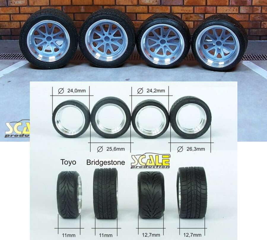 Scale Production 1/24 17" Fifteen 52 Outlaw 001 Wheels w/Toyo Stretchwall Tyres