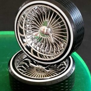 1/18 SUPER SPOKES Chrome LOWRIDER SMOOTH Style 3 Prong K/O Rim & LOW PRO WW Tire