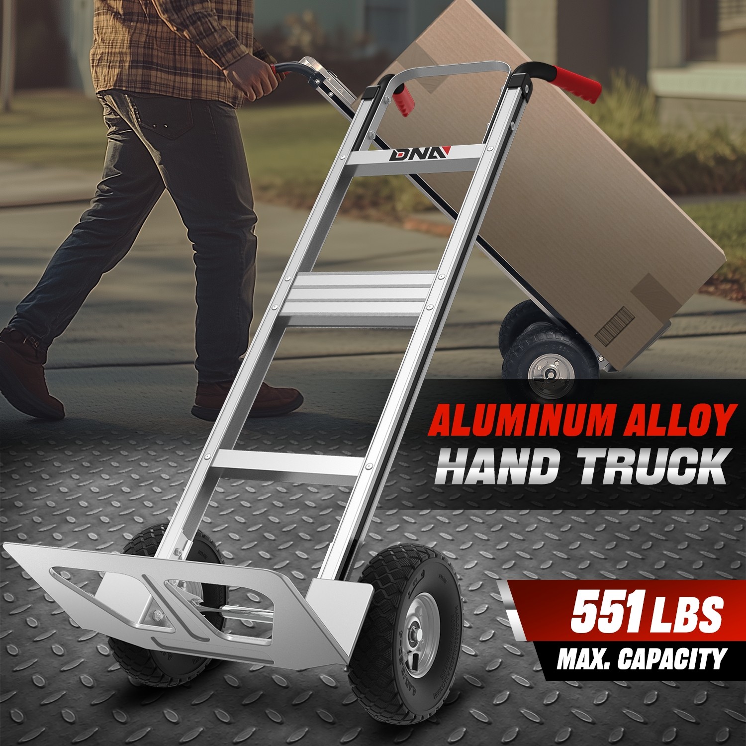 550 bs Heavy Duty Cart Dolly Trolley Push Hand Truck Moving w/ Pneumatic Wheels