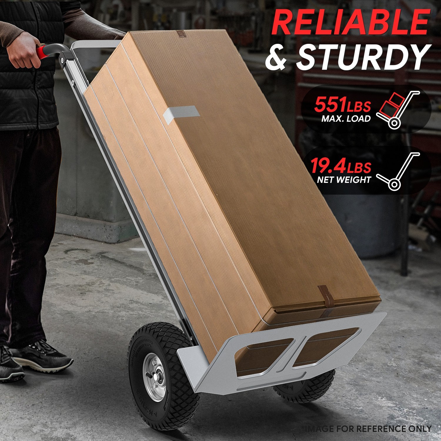 550 bs Heavy Duty Cart Dolly Trolley Push Hand Truck Moving w/ Pneumatic Wheels - Image 4