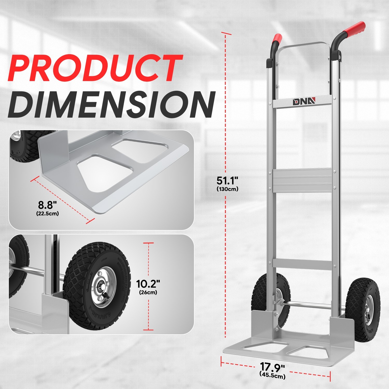 550 bs Heavy Duty Cart Dolly Trolley Push Hand Truck Moving w/ Pneumatic Wheels - Image 5