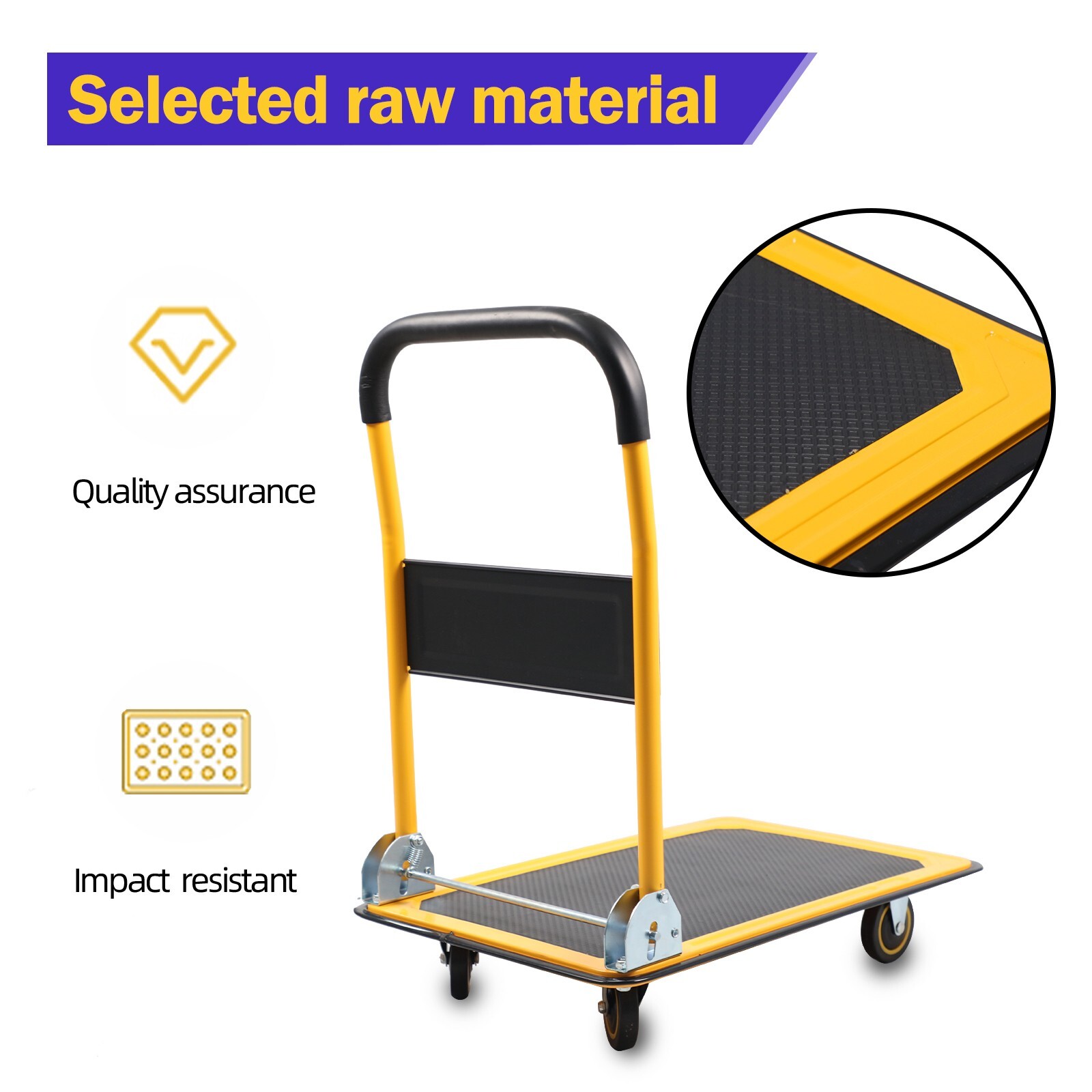 APOLLOLIFT 330lbs Push Dolly Cart Foldable Platform Truck Trolley Hand Truck - Image 3