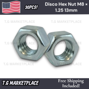30* Disco Automotive 865PK M8-1.25 Hex Nut 13mm Hex Bright Zinc Class 8 Metric