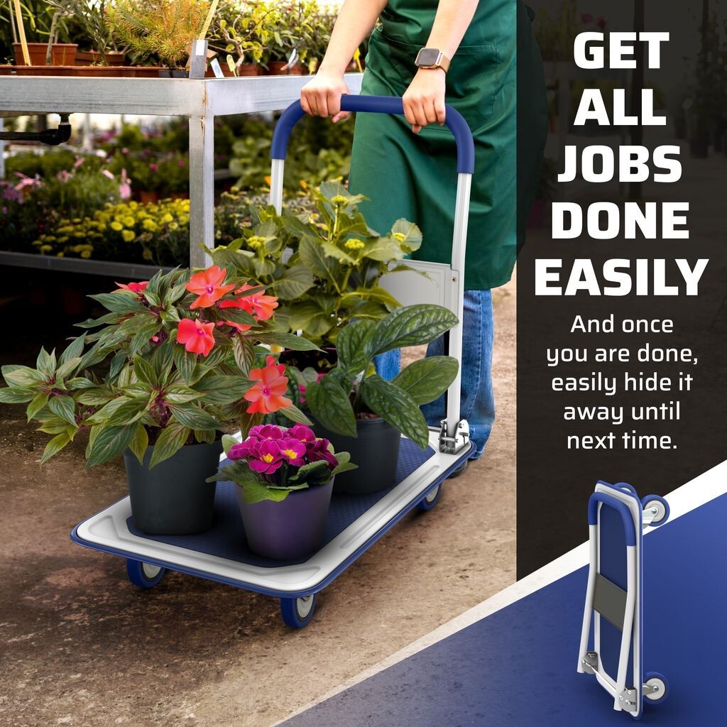 Folding Hand Truck Dolly Cart with Wheels Luggage Cart Trolley Moving 330lbs - Image 5