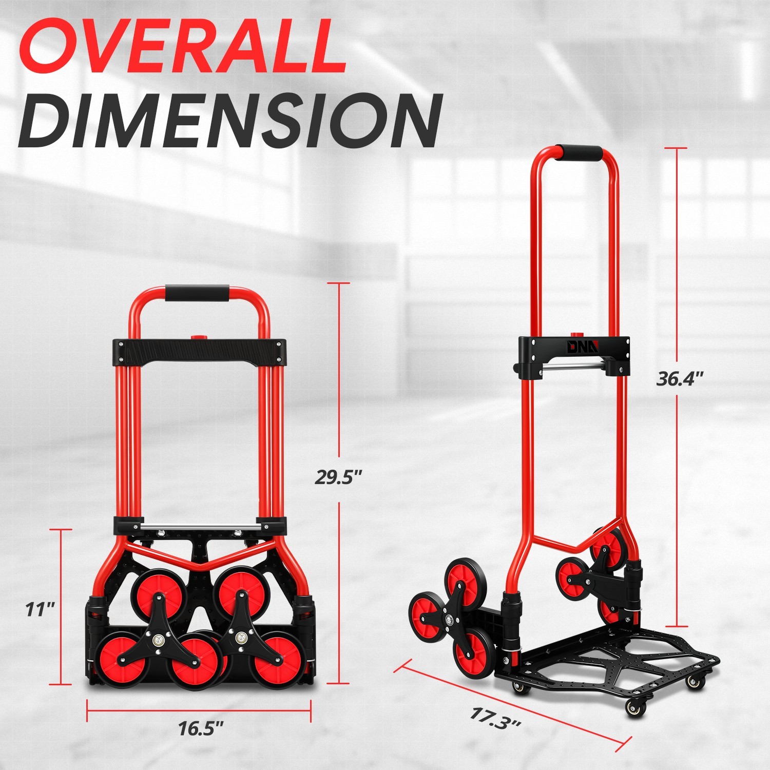 2-IN-1 176lbs Heavy Duty Folding Stair Climber Hand Truck Luggage Trolley Cart - Image 4