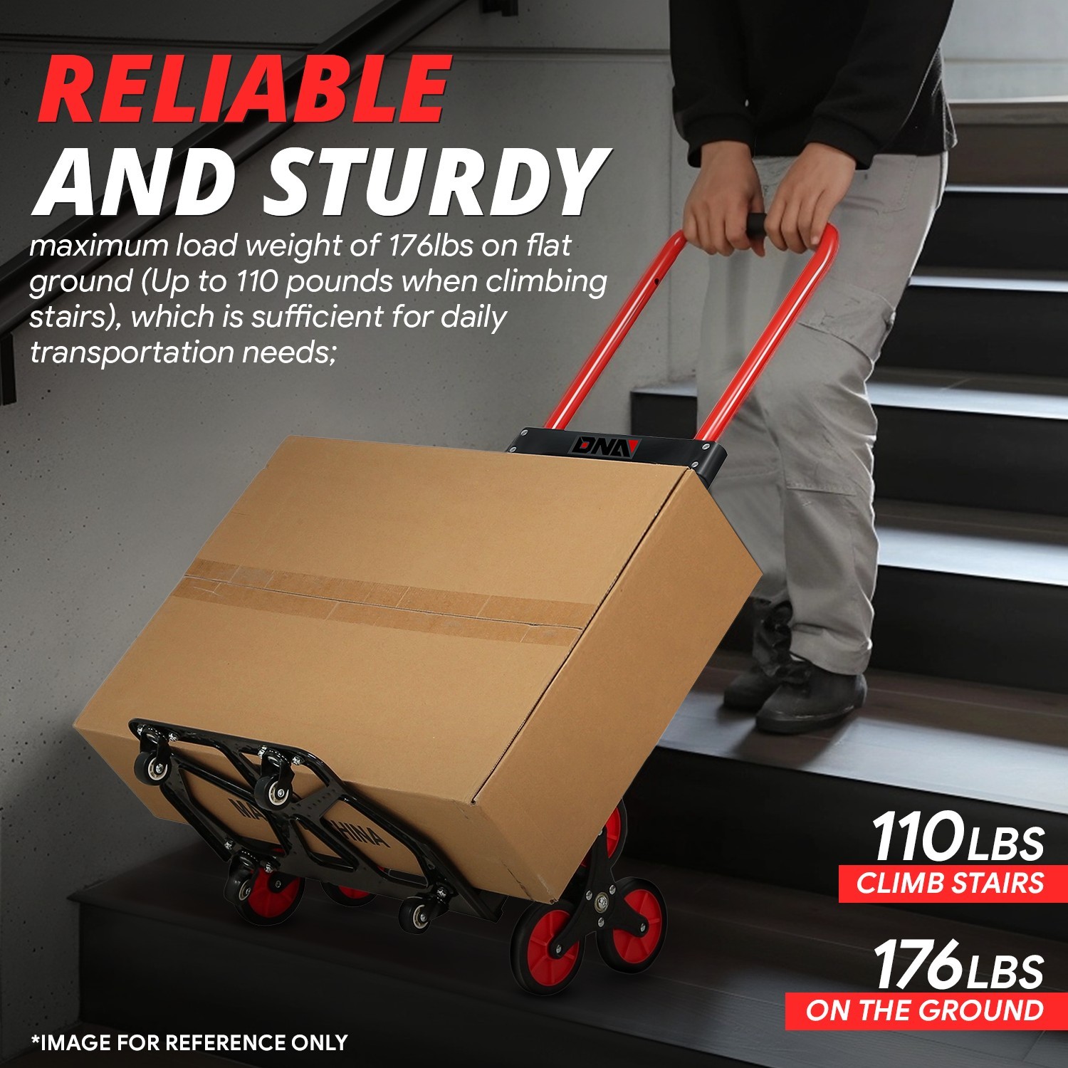 2-IN-1 176lbs Heavy Duty Folding Stair Climber Hand Truck Luggage Trolley Cart - Image 5