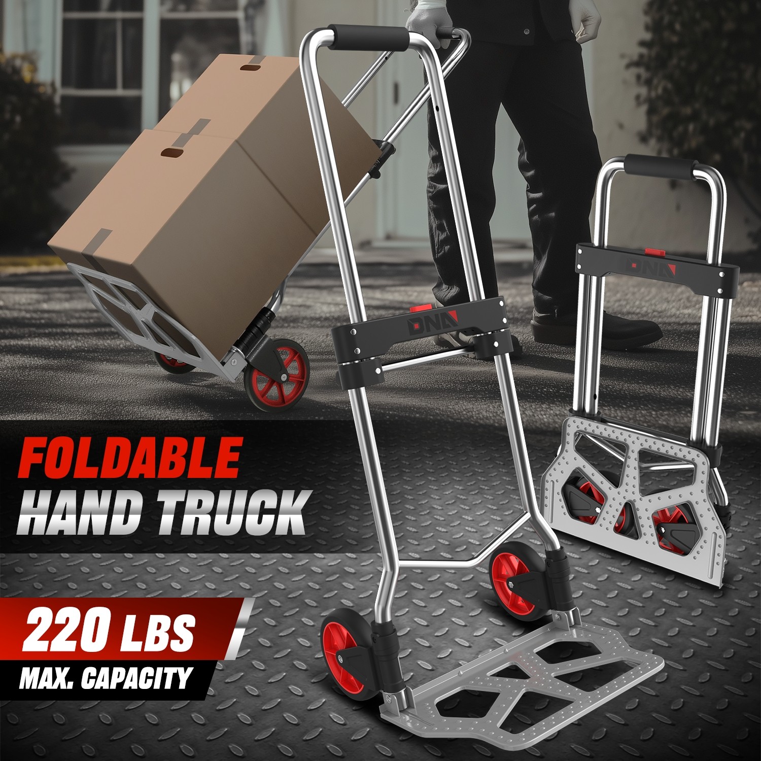 220 lbs Cart Folding Dolly Collapsible Trolley Push Hand Truck Moving Warehouse