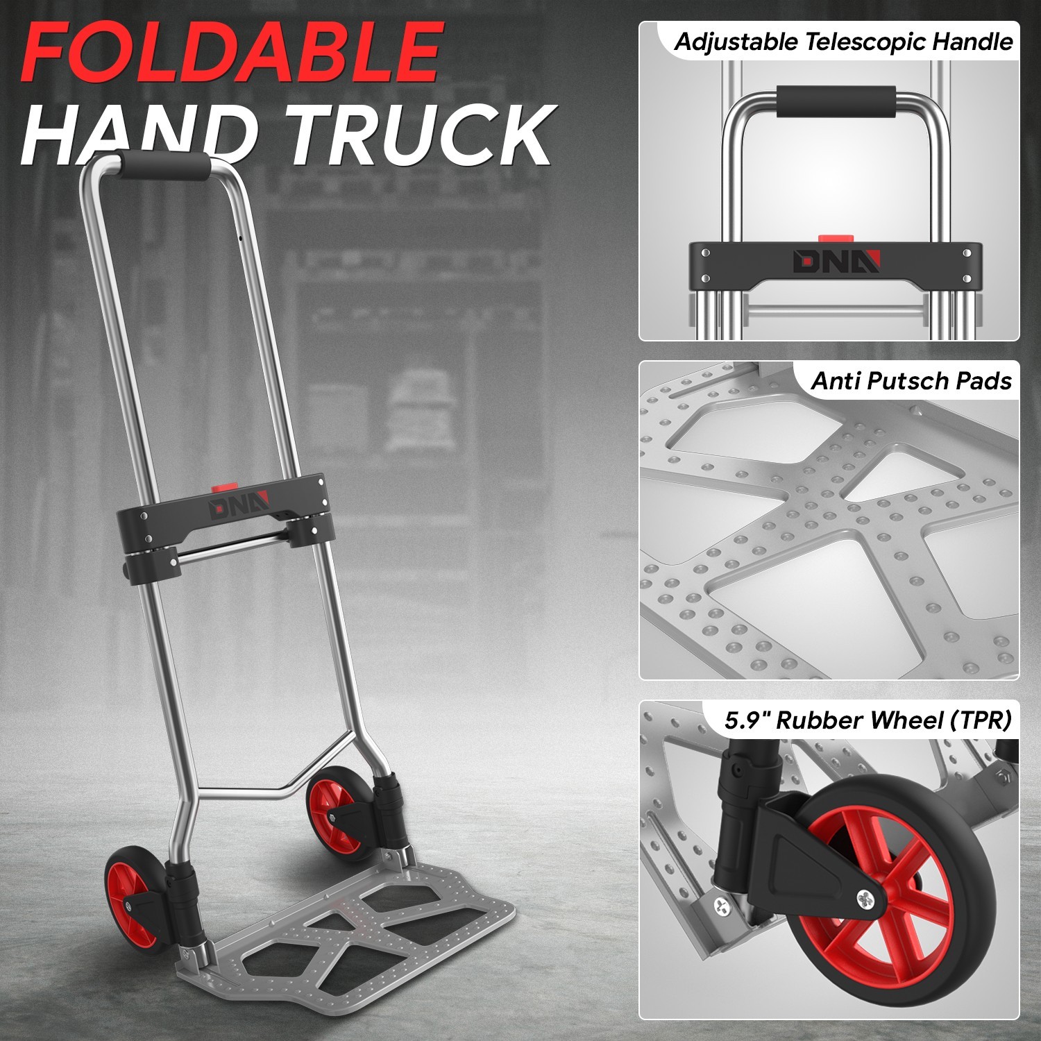 220 lbs Cart Folding Dolly Collapsible Trolley Push Hand Truck Moving Warehouse - Image 2