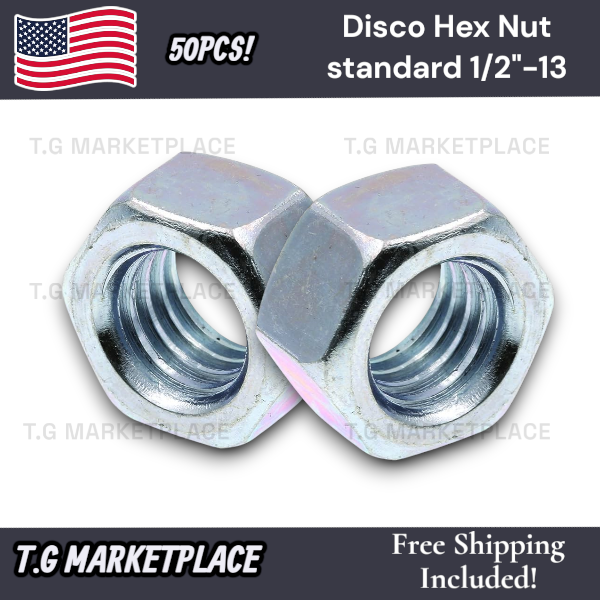 50* Disco Automotive 1317PK 1/2"-13 Hex Nut 3/4" Hex Zinc Plated USS