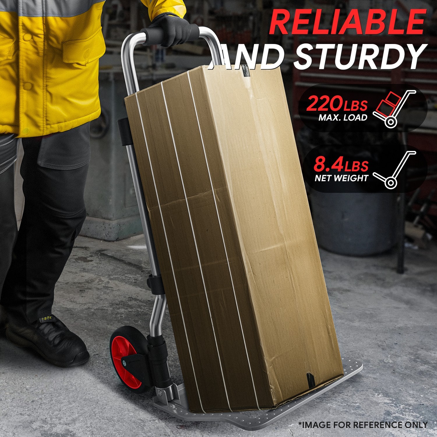 220 lbs Cart Folding Dolly Collapsible Trolley Push Hand Truck Moving Warehouse - Image 4