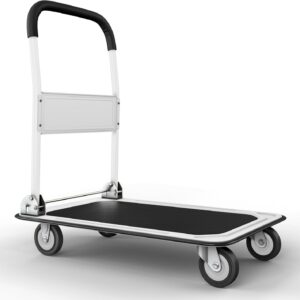 Folding Hand Truck Dolly Cart - 330lbs Capacity Luggage Trolley in White
