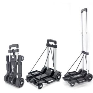 Folding Hand Truck Lightweight Trolley Small Utility Dolly Cart 4 Wheels Black