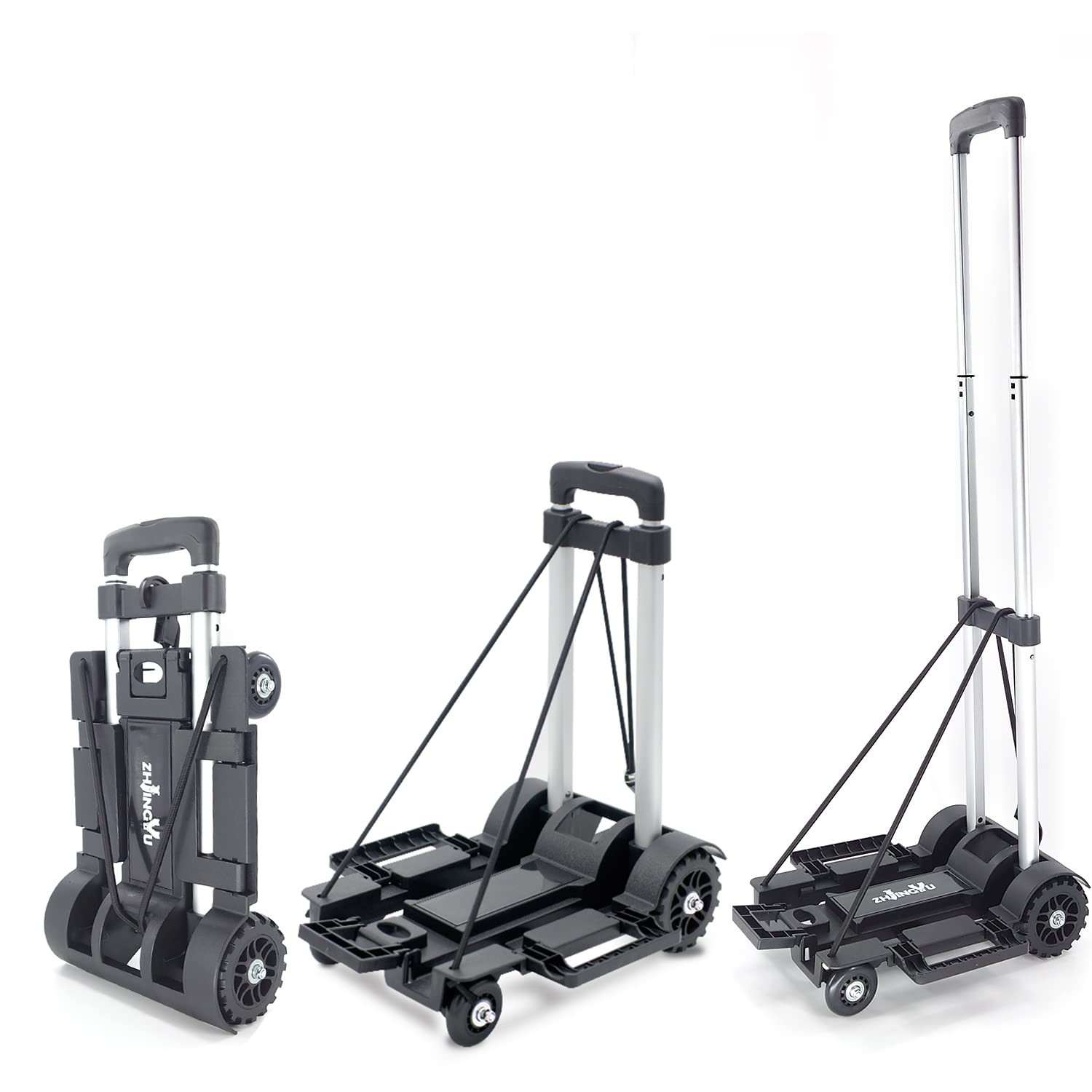 Folding Hand Truck Lightweight Trolley Small Utility Dolly Cart 4 Wheels Black