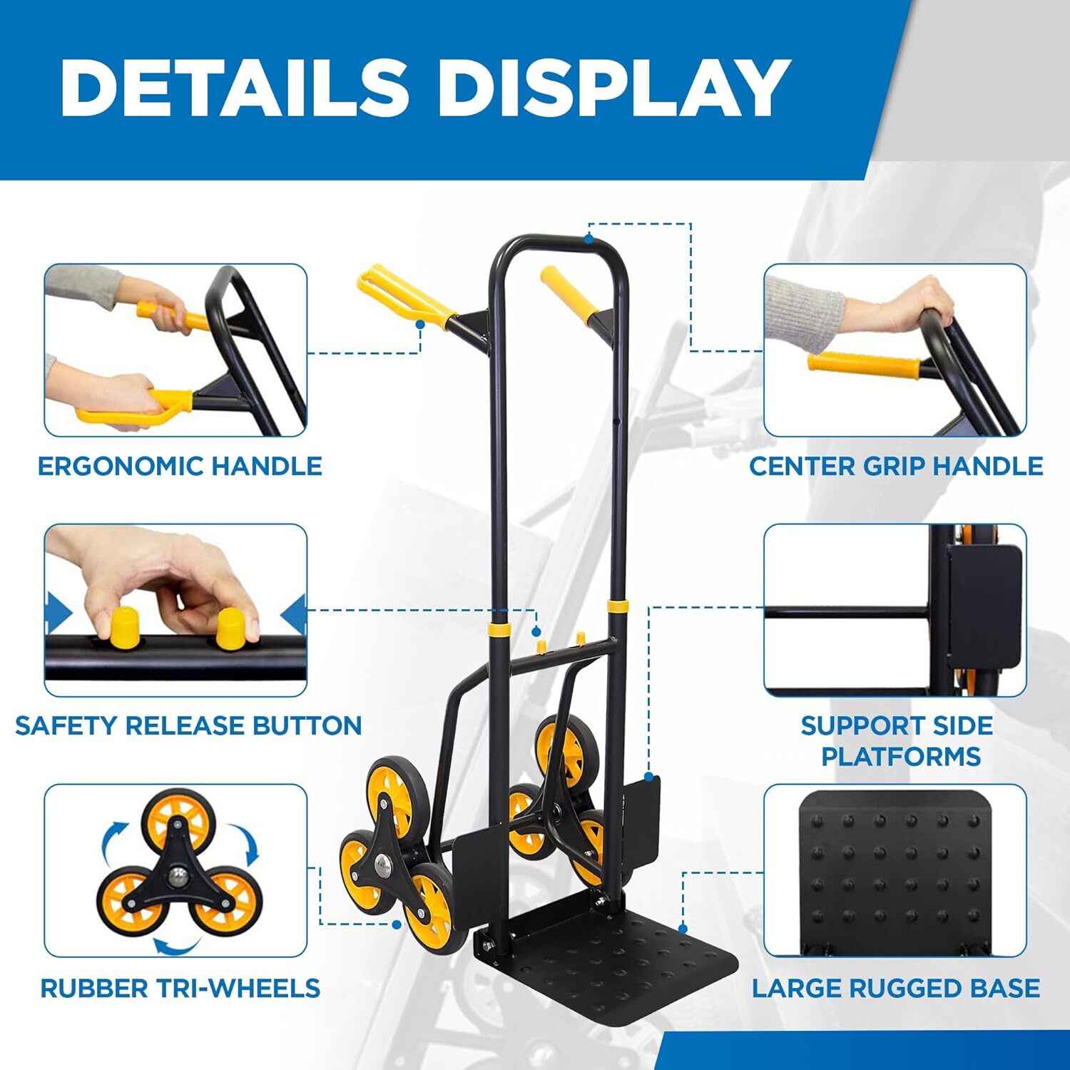 330Lbs Stair Climbing Cart Heavy Duty Hand Truck Dolly with Telescoping Handle - Image 5