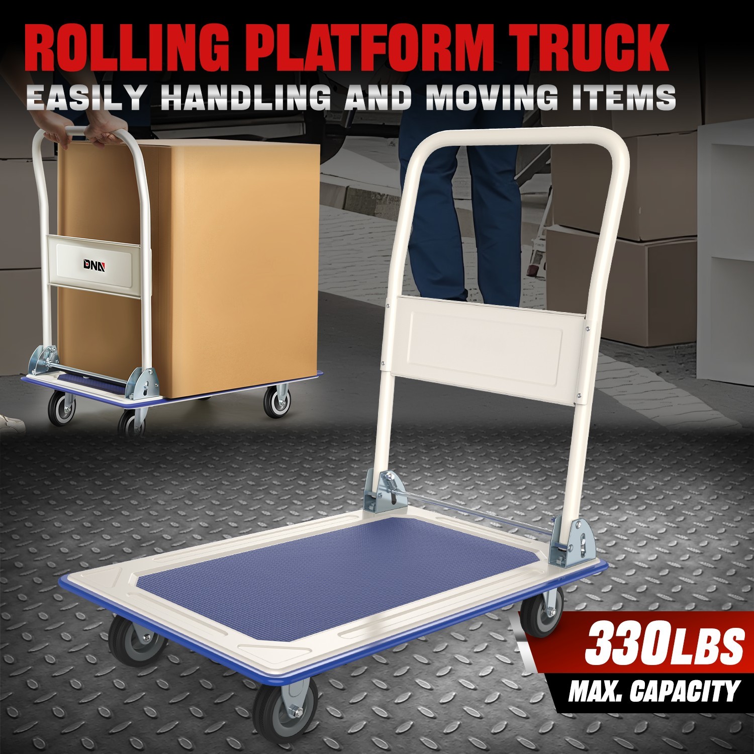 330 lbs Capacity Hand Truck Folding Platform Cart Moving Trolley Dolly Luggage