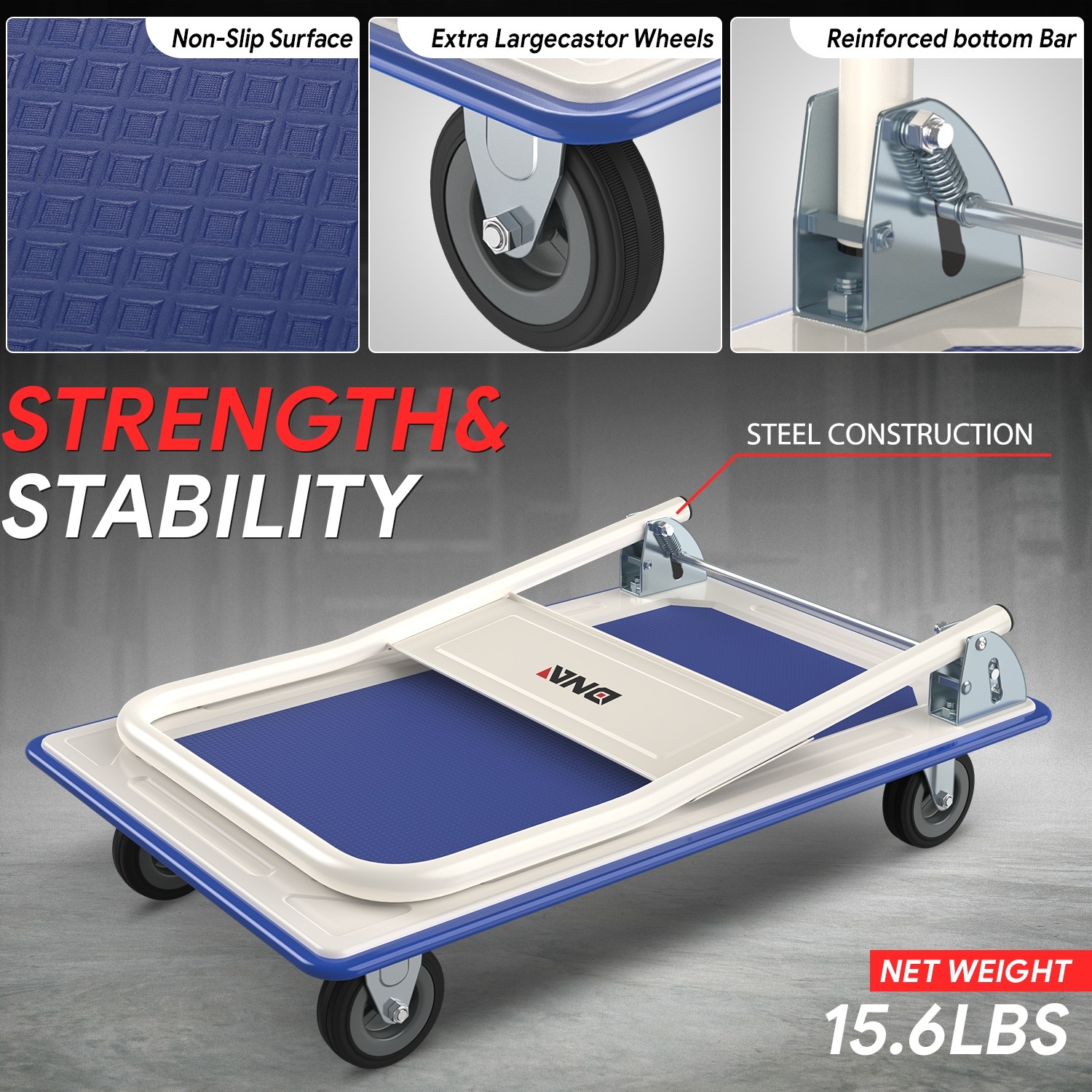 330 lbs Capacity Hand Truck Folding Platform Cart Moving Trolley Dolly Luggage - Image 2