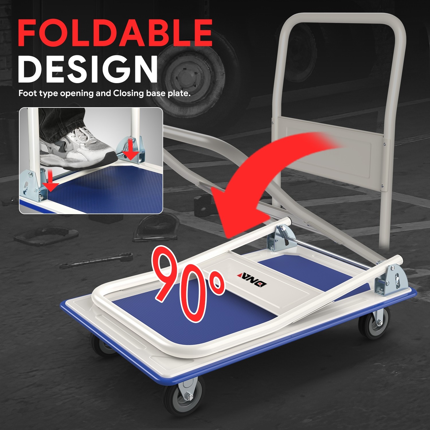 330 lbs Capacity Hand Truck Folding Platform Cart Moving Trolley Dolly Luggage - Image 3