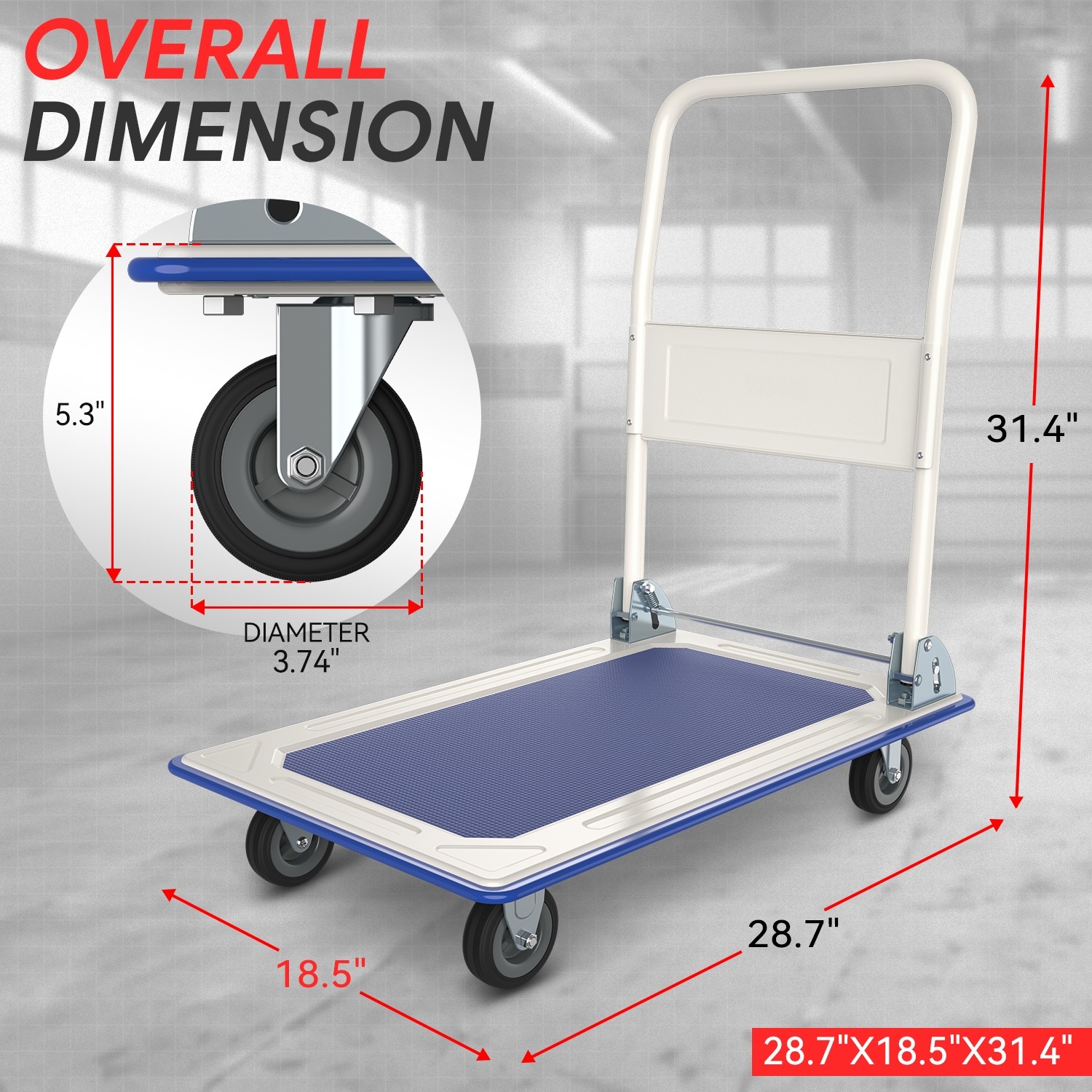 330 lbs Capacity Hand Truck Folding Platform Cart Moving Trolley Dolly Luggage - Image 5