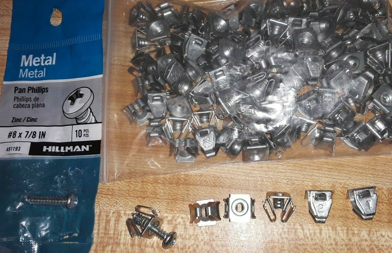 100 New Push In Box Nuts fits #8 Sheet Metal Screw /Captive Auto Nut Automotive