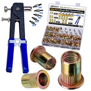 Pressure Rivet Nut Tool Kit, 430Pcs Metric Set for Automotive & Furniture