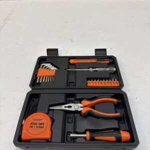 23pcs General Hand Tool Kit with Plastic Toolbox Storage Case Automotive Wrenc1G