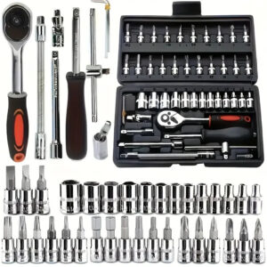 46-Piece Hand Tool Automotive Mechanic Sockets Wrenches Ratchet Tool Set w/Case