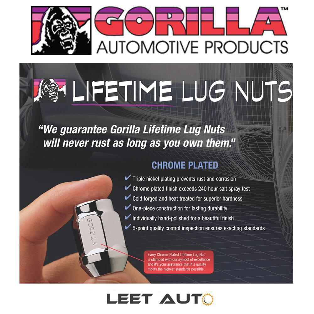 (20pc.) Gorilla Lifetime Warranty Lug Nuts, 14x1.5, Chrome, Bulge Acorn, 61148 - Image 4