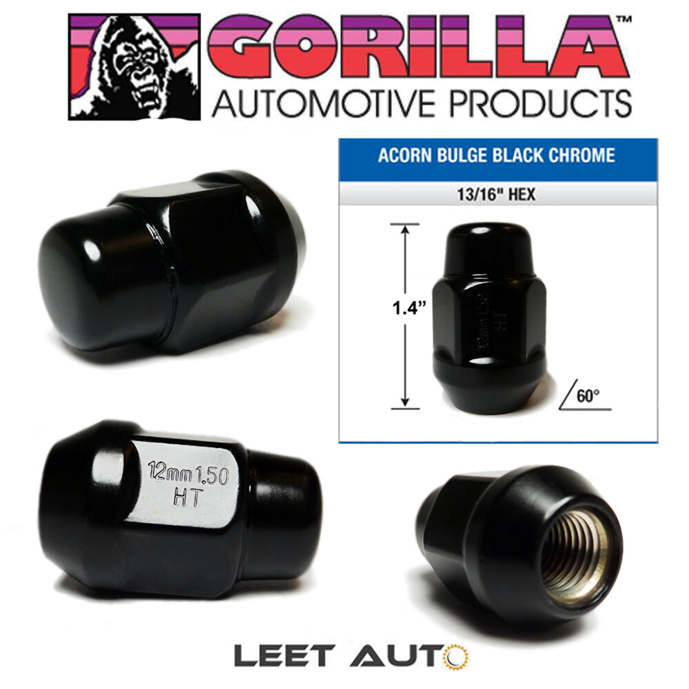 (24pc.) Gorilla Lug Nuts, 12mm x 1.50, Black, 12x1.5, Bulge Acorn, 91138BC - Image 2