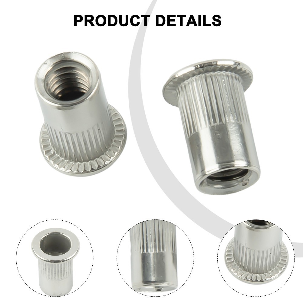 Rivet Nuts Automotive Decoration 1/4"-20 Thread 15.5mm Length Flat Head - Image 2