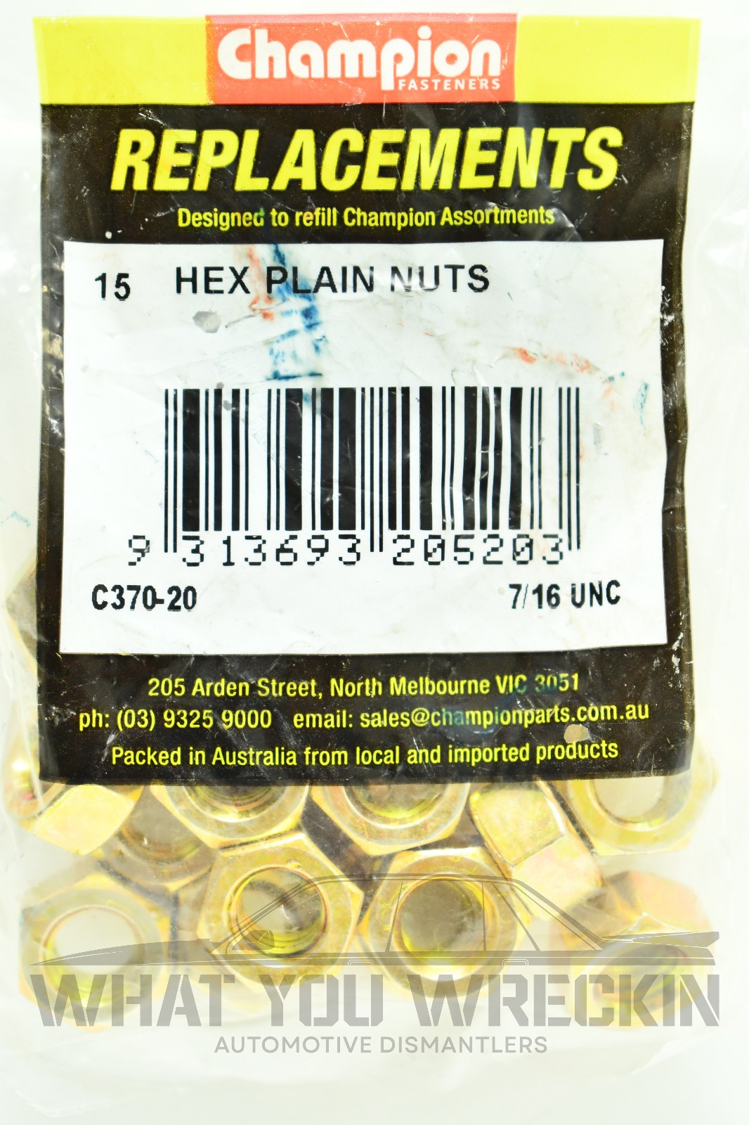 NEW: CHAMPION HEX PLAIN NUTS UNC - HIGH TENSILE - 7/16" - C370-20 - 15 PACK