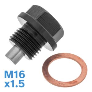 Black M16 x 1.5mm Magnetic Sump Drain Plug Oil Screw Universal Car Automotive