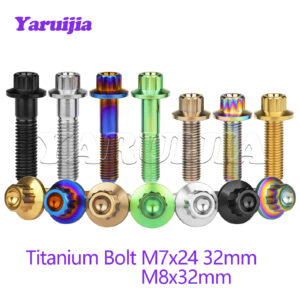Titanium Bolt M7/M8x24 32mm Flange 12-Point Screw for Automotive Wheel Split Rim