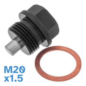 Black M20 x 1.5mm Magnetic Sump Drain Plug Oil Screw Universal Car Automotive